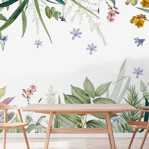 Vintage Botanical Wallpaper, Vintage Floral Wallpaper Large, Wildflower Wallpaper Peel and Stick, Self Adhesive Removable Herbs Wallpaper