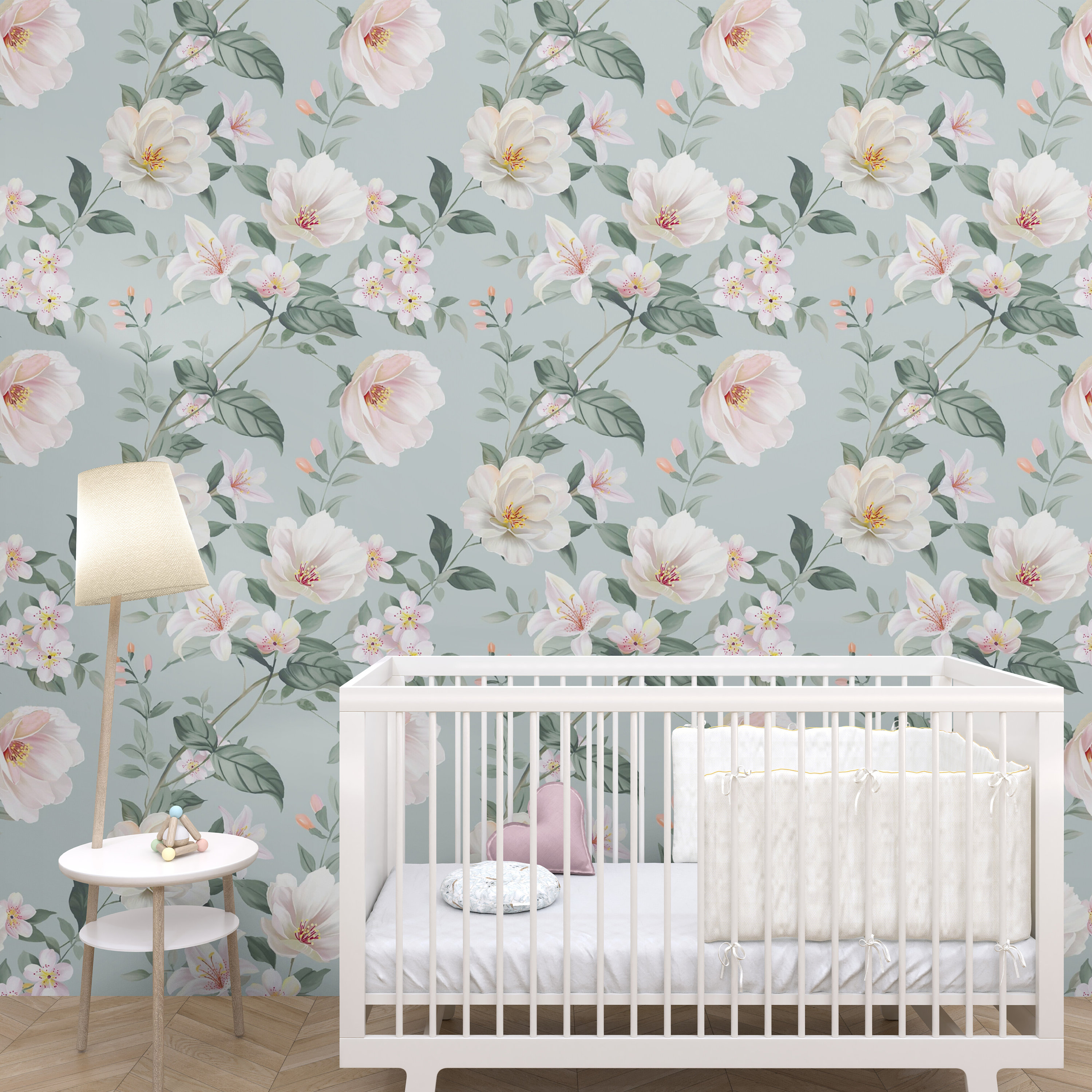 Floral Wallpaper Nursery or Girls Room Flower Wallpaper Peel Etsy