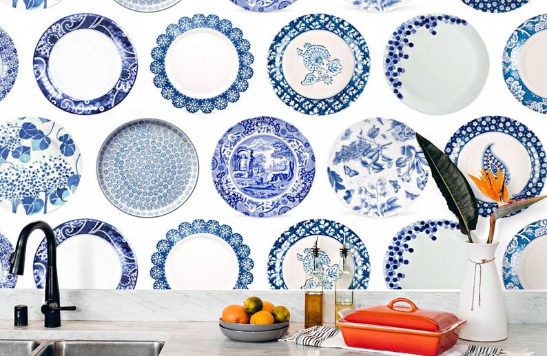 Papel tapiz de vinilo autoadhesivo para cocina, papel tapiz para salpicadero, papel tapiz azul 3D para cocina, rollo autoadhesivo impermeable y extraíble para cocina. imagen 1