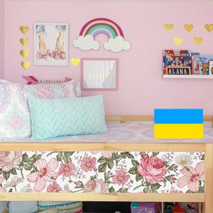 IKEA KURA BED decals Girls Floral, Kura bed removable stickers, Pink Kura decals, kura bed stickers, decals for kura bed, Wallpaper Kura Bed