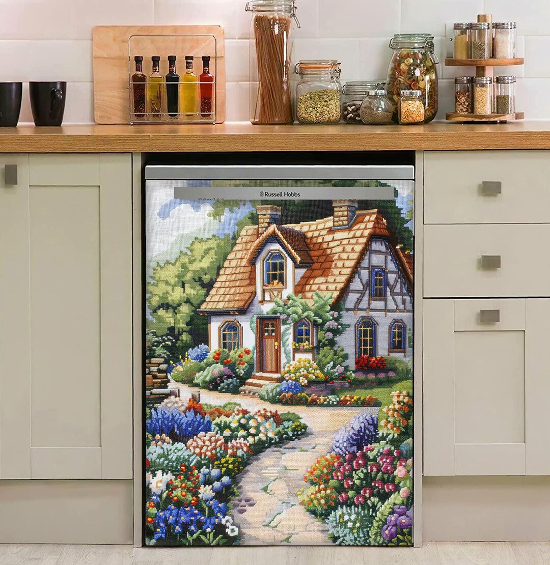 Watercolor Wildflowers White Dishwasher Magnet Cover - View #11