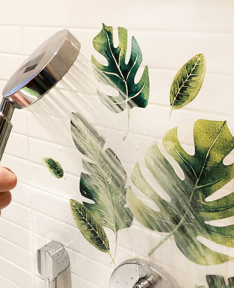 Jungle Leaf Wall Decal Nursery Bathroom Tropical Leaf Wall Etsy