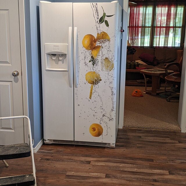 Fridge Wrap Vinyl Lemons Refrigerator Wrap White Full Fridge Etsy