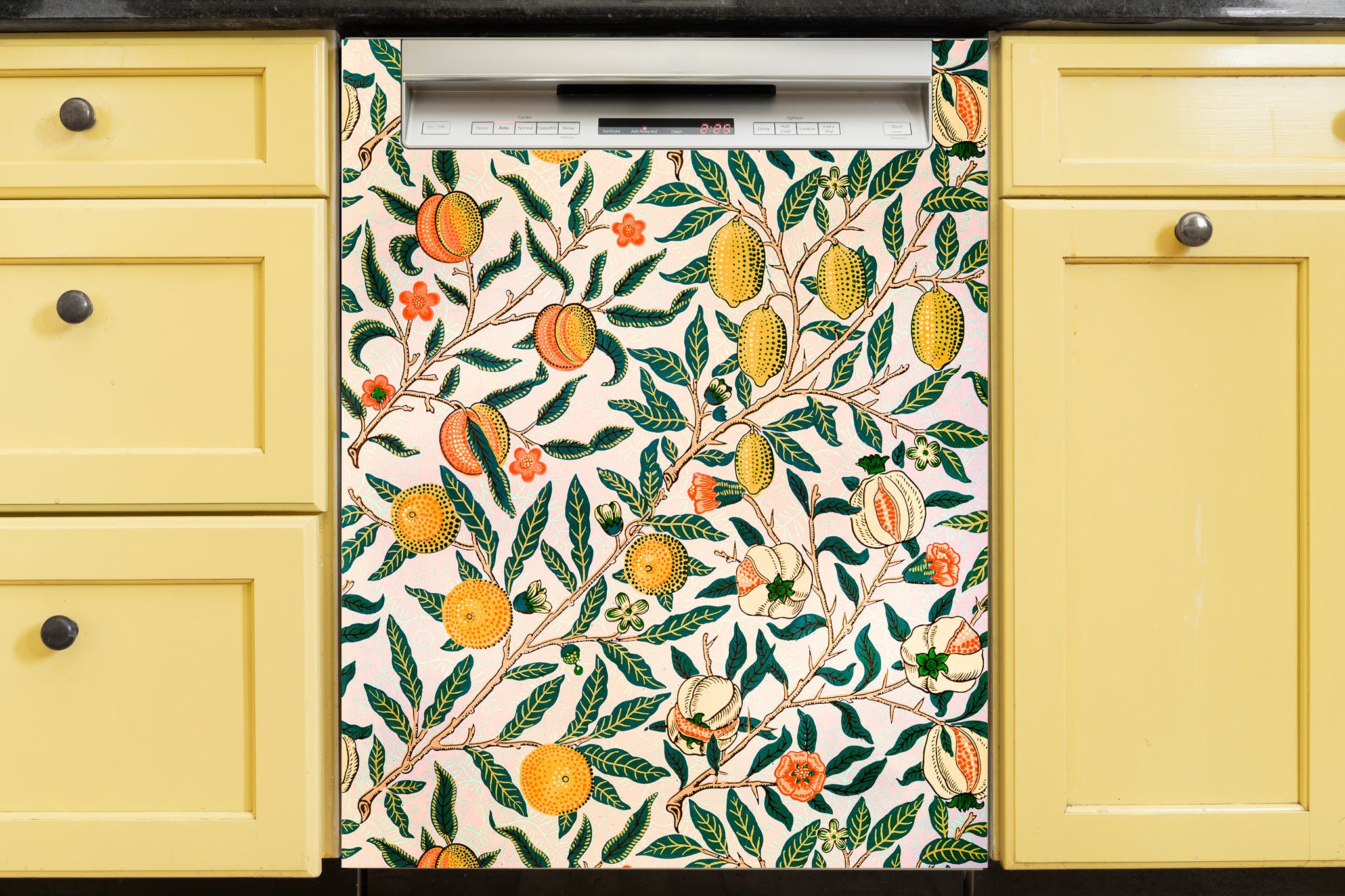 Dishwasher Magnet Cover Vintage Lemons Retro Kitchen Dishwasher Cover Magnetic Decal Vinyl Sticker Kitchen Decor Self-Adhesive Door Skin