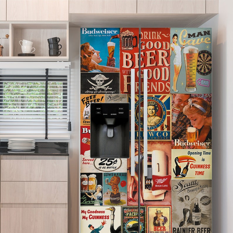 Beer Fridge Wraps Beer Fridge Decal Refrigerator Wrap Beer Etsy