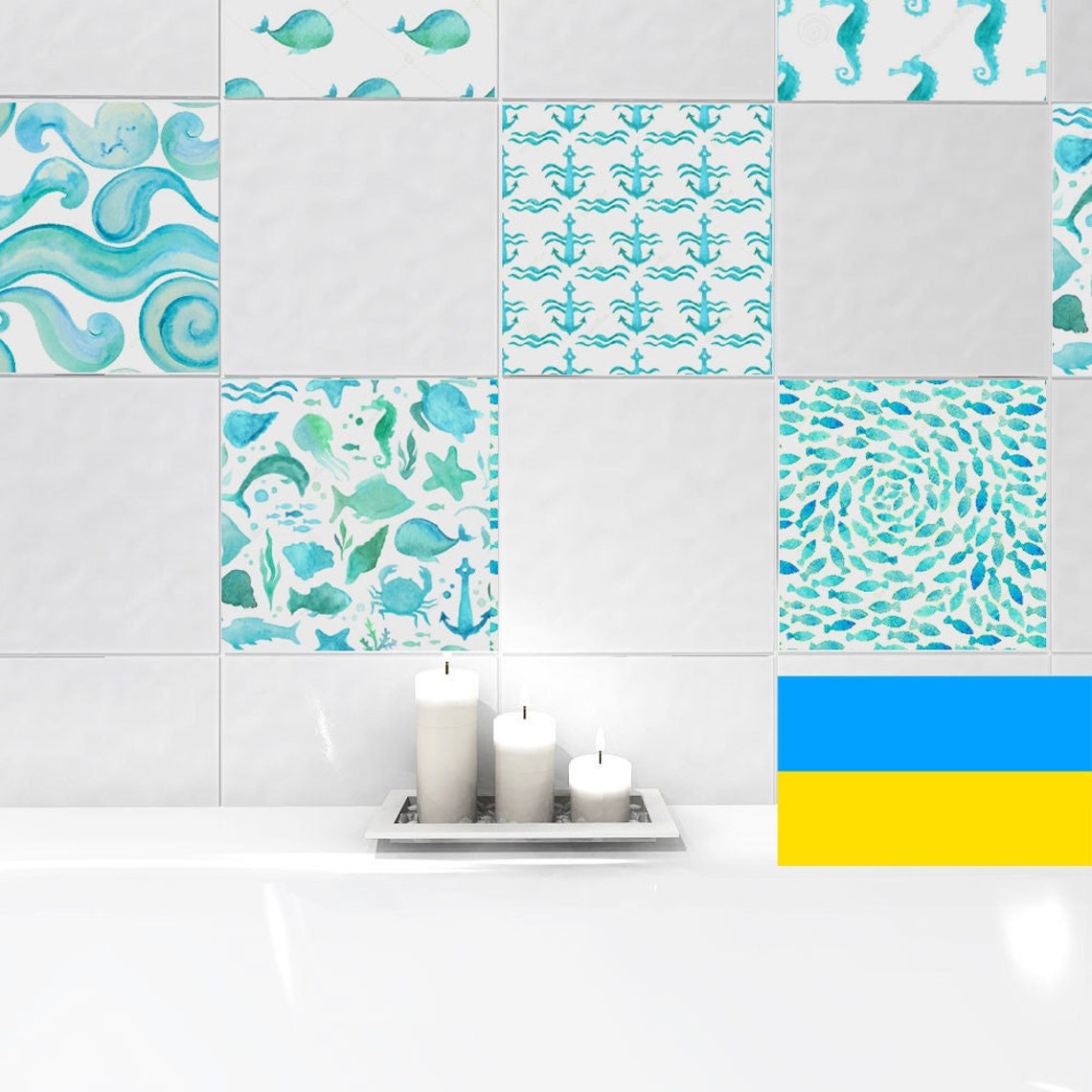 Bathroom Tile Decal Tile Decals Bathroom Decal Kitchen Tile Etsy