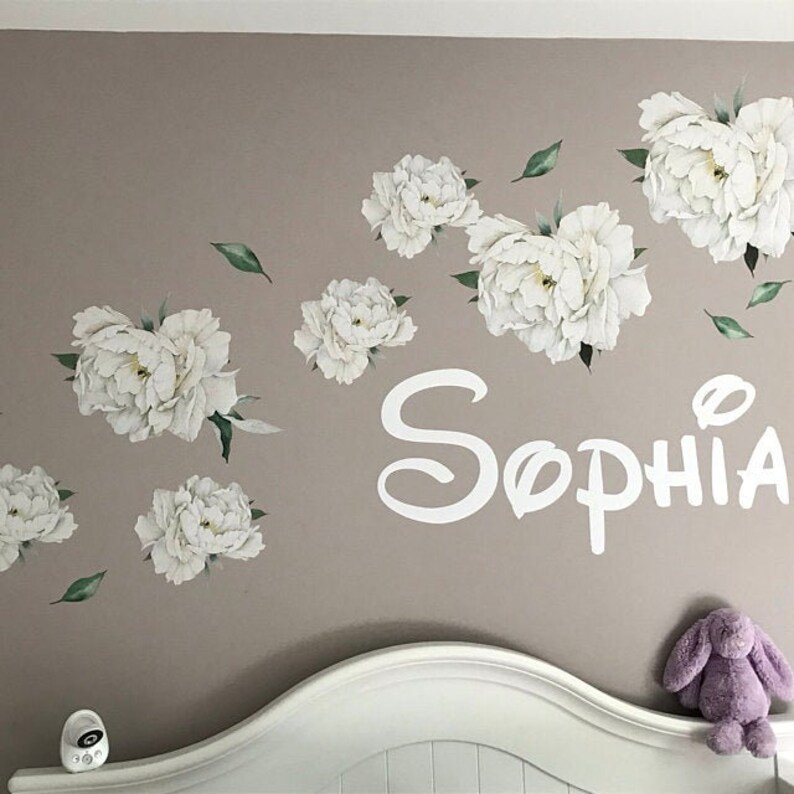 Peony Flower Wall Decals Floral Wall Decals Nursery Peony Etsy