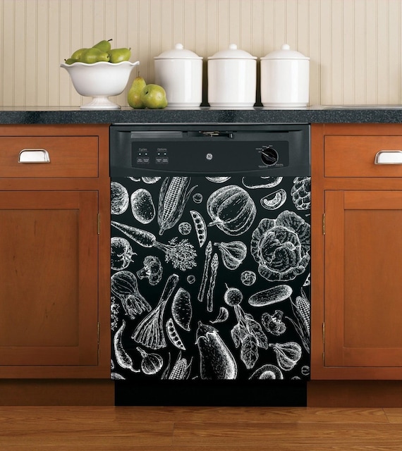 Black Dishwasher Cover Magnet – 23x26 Inch Large Decorative Panel For Dishwasher, Fridge, Or Washing Machine, Reusable PVC Magnetic Decal (No Adhesive)