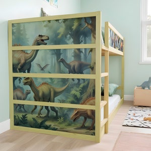 KURAベッド用デカール恐竜（男の子用）、Kuraデカール恐竜、IKEA Kuraベッド子供部屋用取り外し可能なステッカー、Kura二段ベッド用デカール、家具用デカール