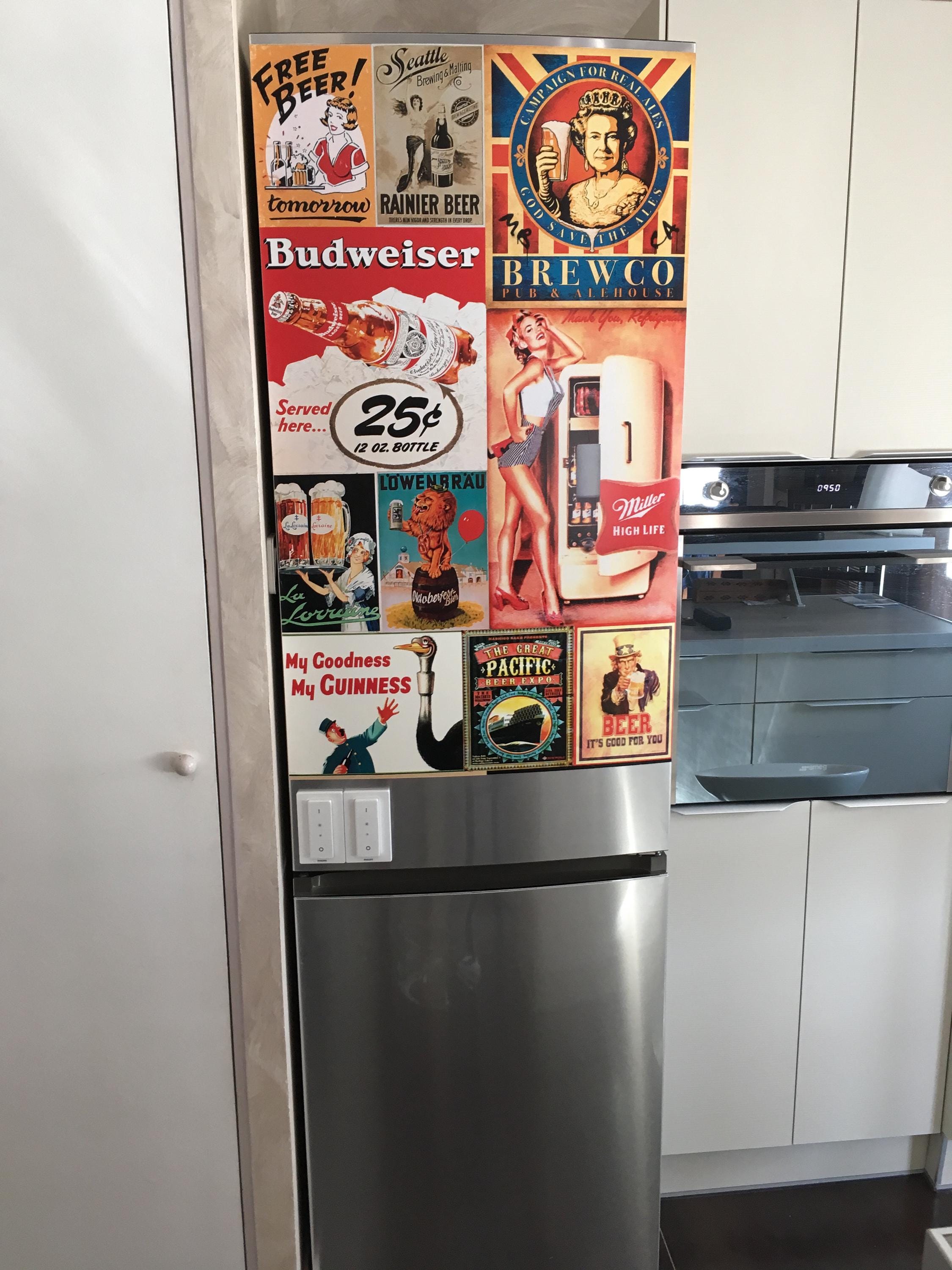 ビール冷蔵庫ラップ、冷蔵庫ラップビールビニールデカールヴィンテージ 