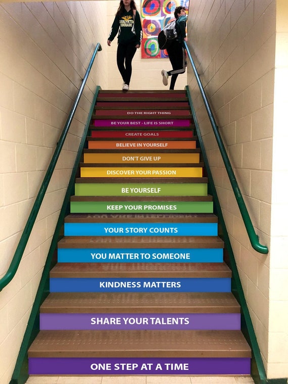 30 Motivational Stair Decals for School Staircase Quotes Decal Growth  Mindset Steps Stair Riser Decals Inspirational Quotes School Decor 