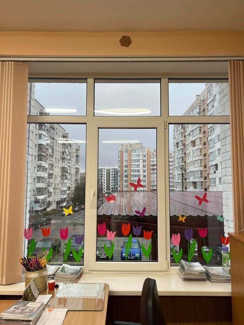 Flower Window Decal, Tulip Wall Decals, Easter Retail Window Decals ...