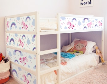 Unicorn Kura Bed Decals: Pastel Removable Girls' Room Decor