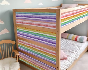 IKEA KURA BED Decals Girls Rainbow Stripes, Kura Bed Stickers, Kura Decal Removable Vinyl, Ikea Bunk Bed, Pastel Decals for Kura Loft Bed