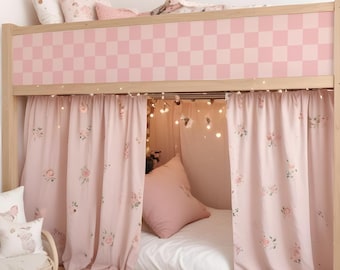 KURA BED Decals Checkered Pink, Kura Bed Stickers Girls, IKEA Kura Decal Removable Vinyl, Ikea Bunk Bed, Pastel Wraps for Kura Bed