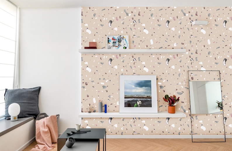 Terrazzo Wallpaper, Terrazzo Peel and Stick Wallpaper, Pattern Wallpaper, Abstract Patterned Wallpaper, Removable Self Adhesive Wallpaper