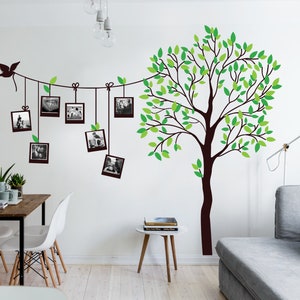 Family Tree Wall Decal, Large Family Tree Wall Decor for Living Room, Family Tree Vinyl Wall Art Sticker, Photo Frame Tree Decals for Walls