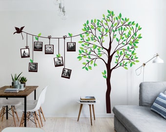 Family Tree Wall Decal, Large Family Tree Wall Decor for Living Room, Family Tree Vinyl Wall Art Sticker, Photo Frame Tree Decals for Walls