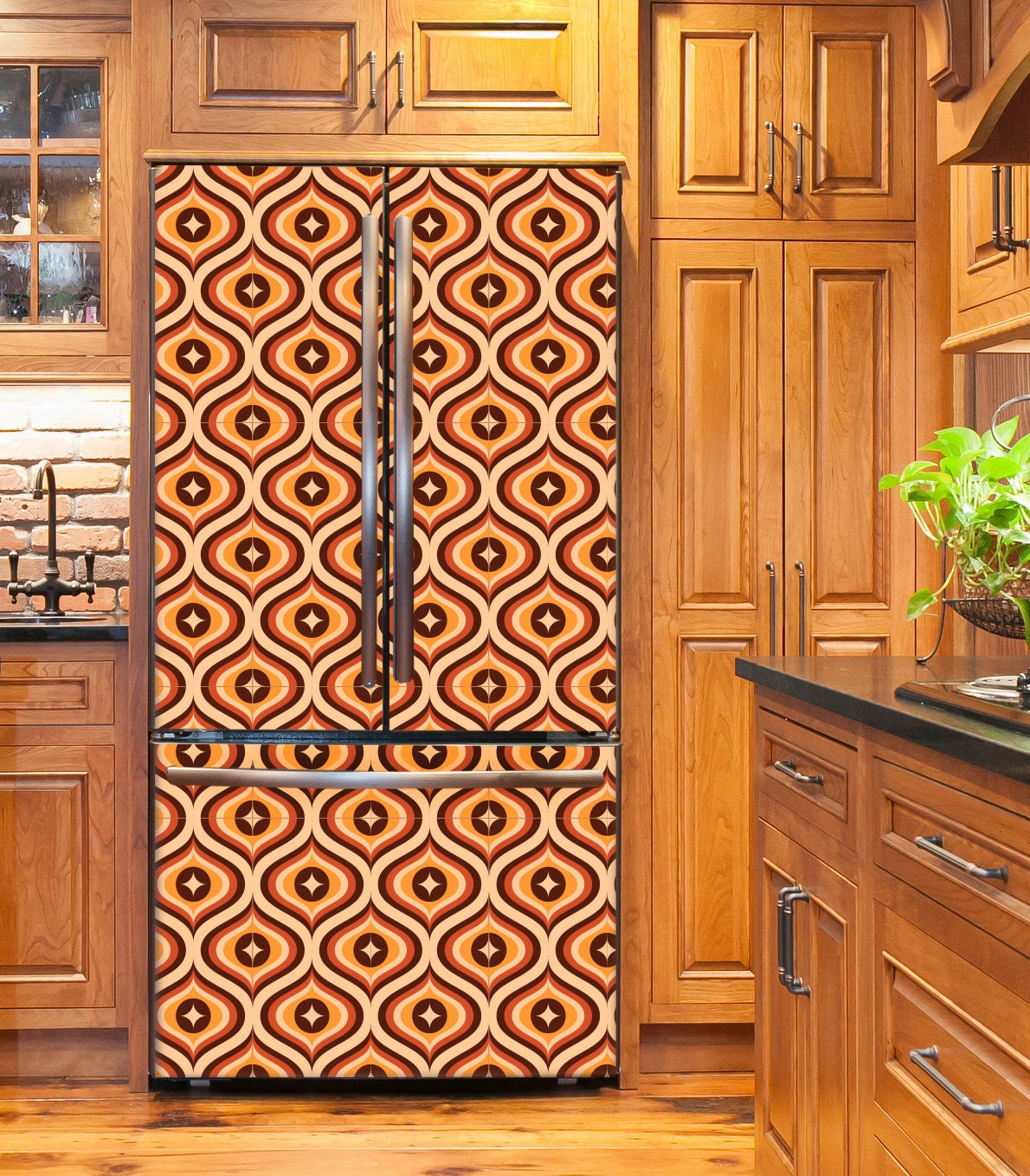 Retro Pattern Fridge Wrap Vintage Refrigerator Wrap Vinyl Side by Side ...