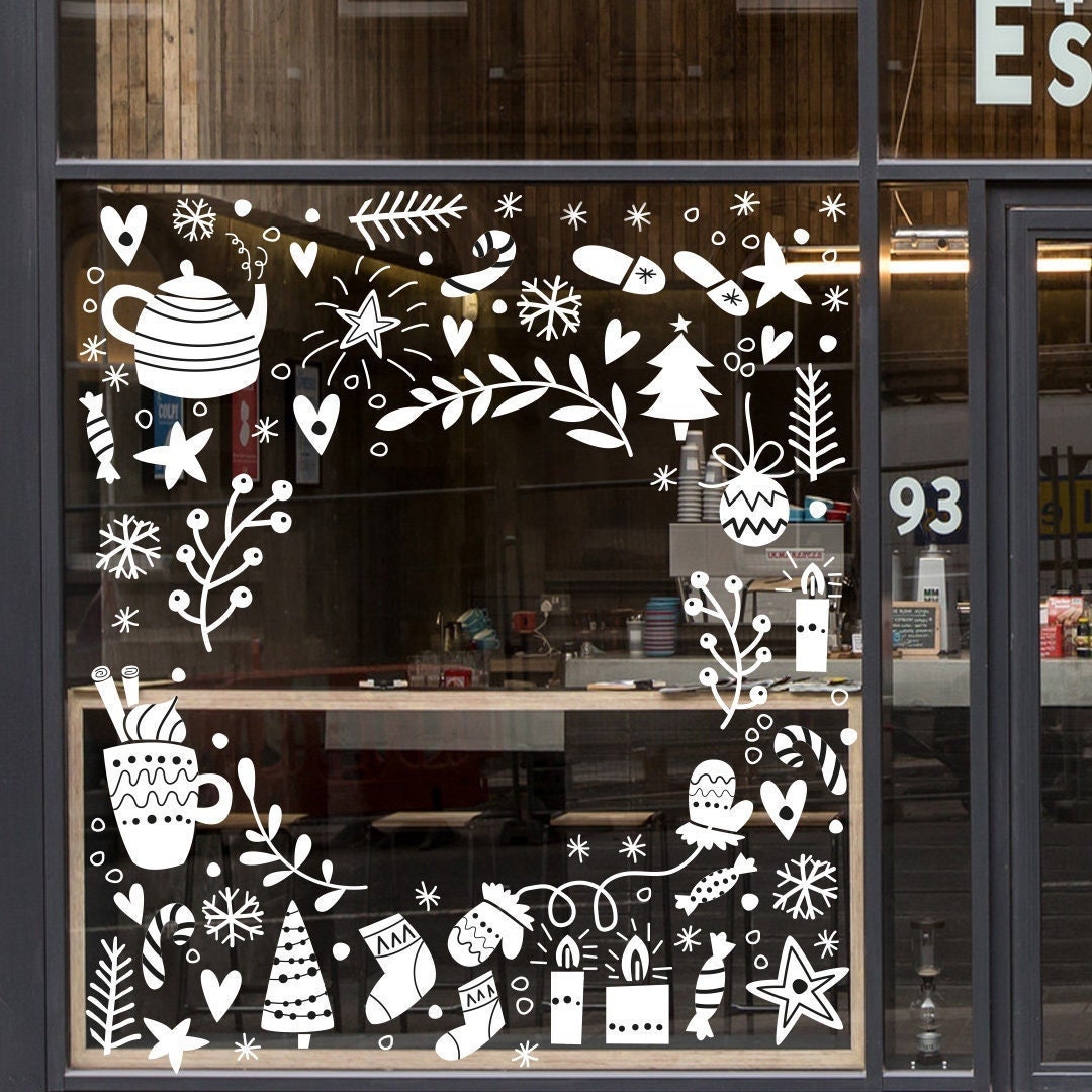 Christmas Window Decal, Christmas Window Decoration, Christmas Decals for Store Front, Christmas Window Clings, Christmas Window Stickers