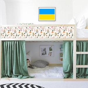 KURA BED decal for Girls, Ikea Kura Bed Stickers removable, Kura Loft Bed Flowers Decal, Wraps kura bed, Decals for Kura bed, Kura Wallpaper