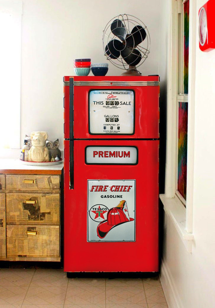 Retro Gaz Pump Refrigerator Wrap Vintage Fridge Wrap Old Gaz Etsy