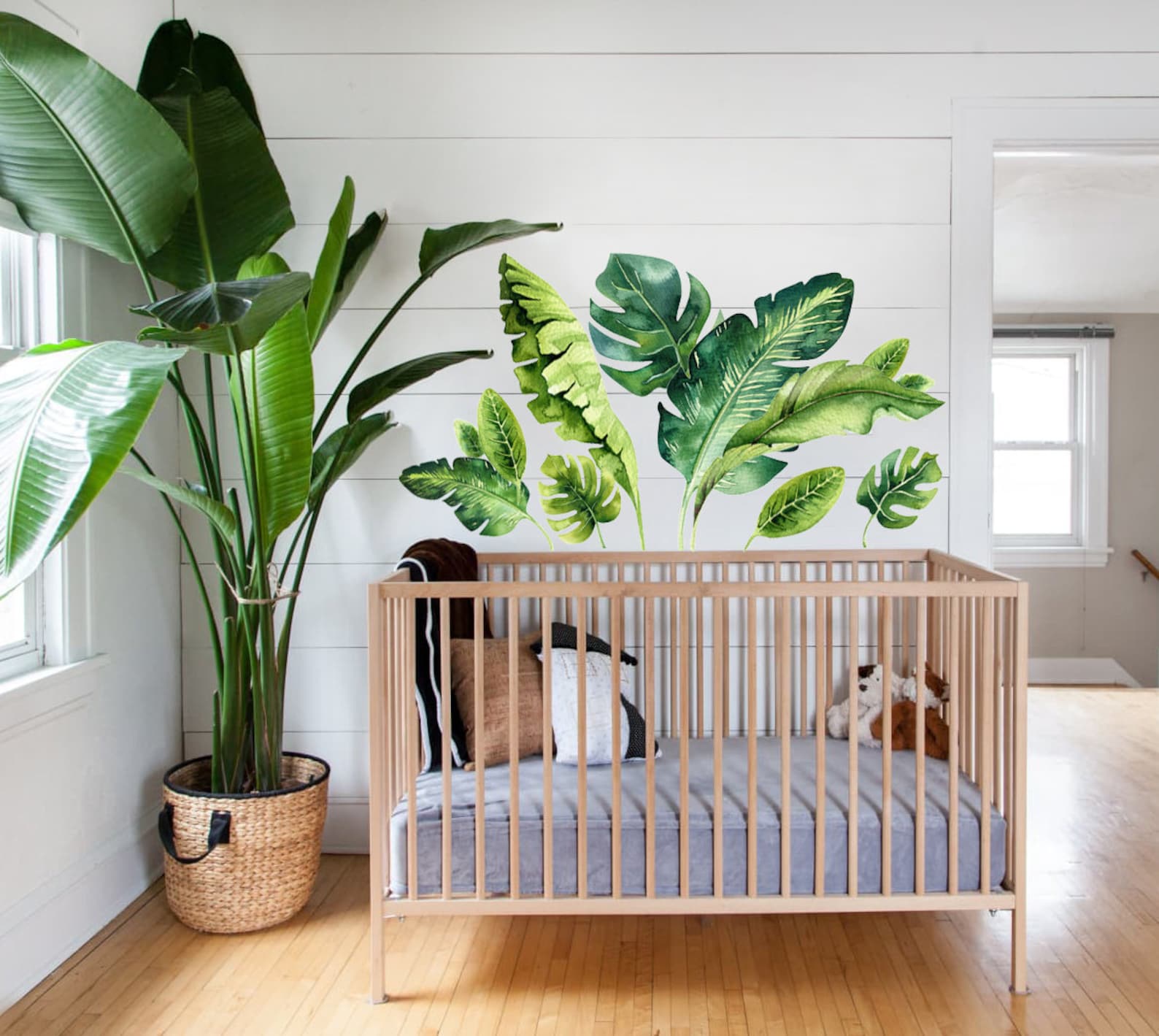 Jungle Leaf Wall Decal Nursery Bathroom Tropical Leaf Wall Etsy