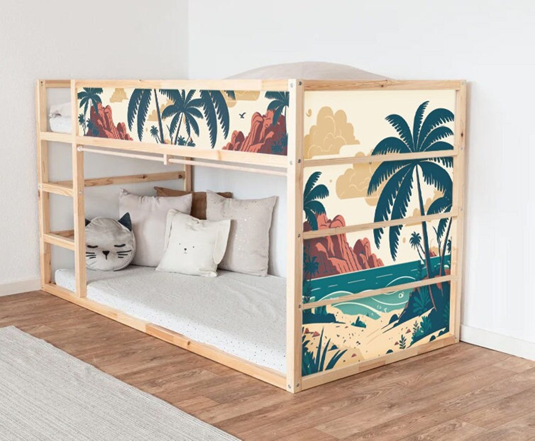 KURA BED Decal Boho Tropic, IKEA Kura Bed Stickers Neutral Removable