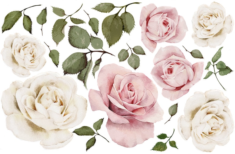 Rose Decals for Wall Roses Flower Wall Decal Rose Wall Etsy
