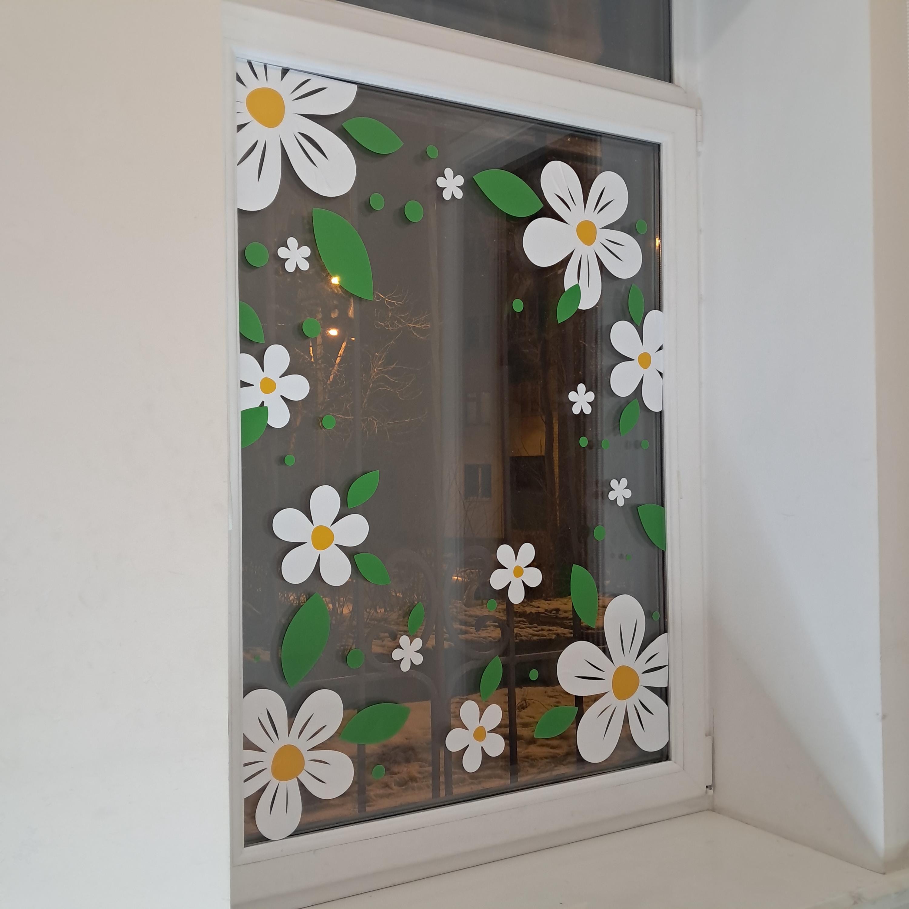 Spring Flower Window Decals, Floral Easter Shop Retail Window Display ...