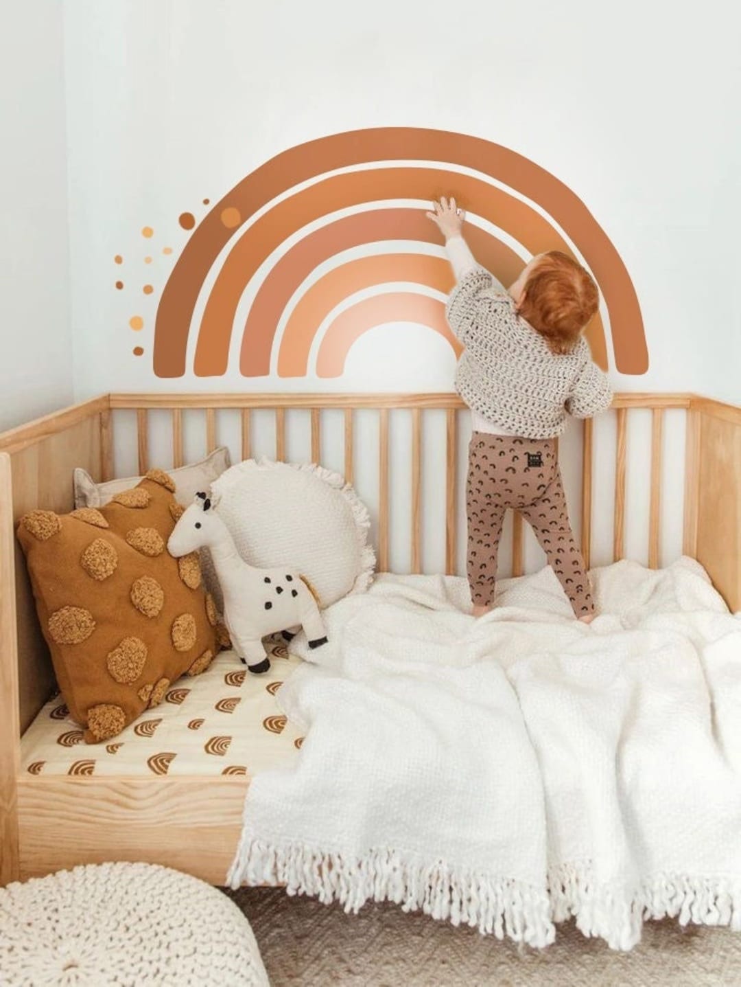Boho Rainbow Wall Decals, Boho Wall Decal for Nursery, Large Rainbow ...