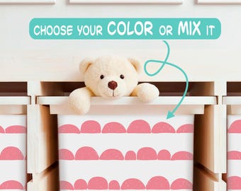 IKEA Trofast Storage Box Stickers, Pastel Scallop Decals for Kids Toy Storage & Organization, Trofast Bin Vinyl Wrap for Playroom