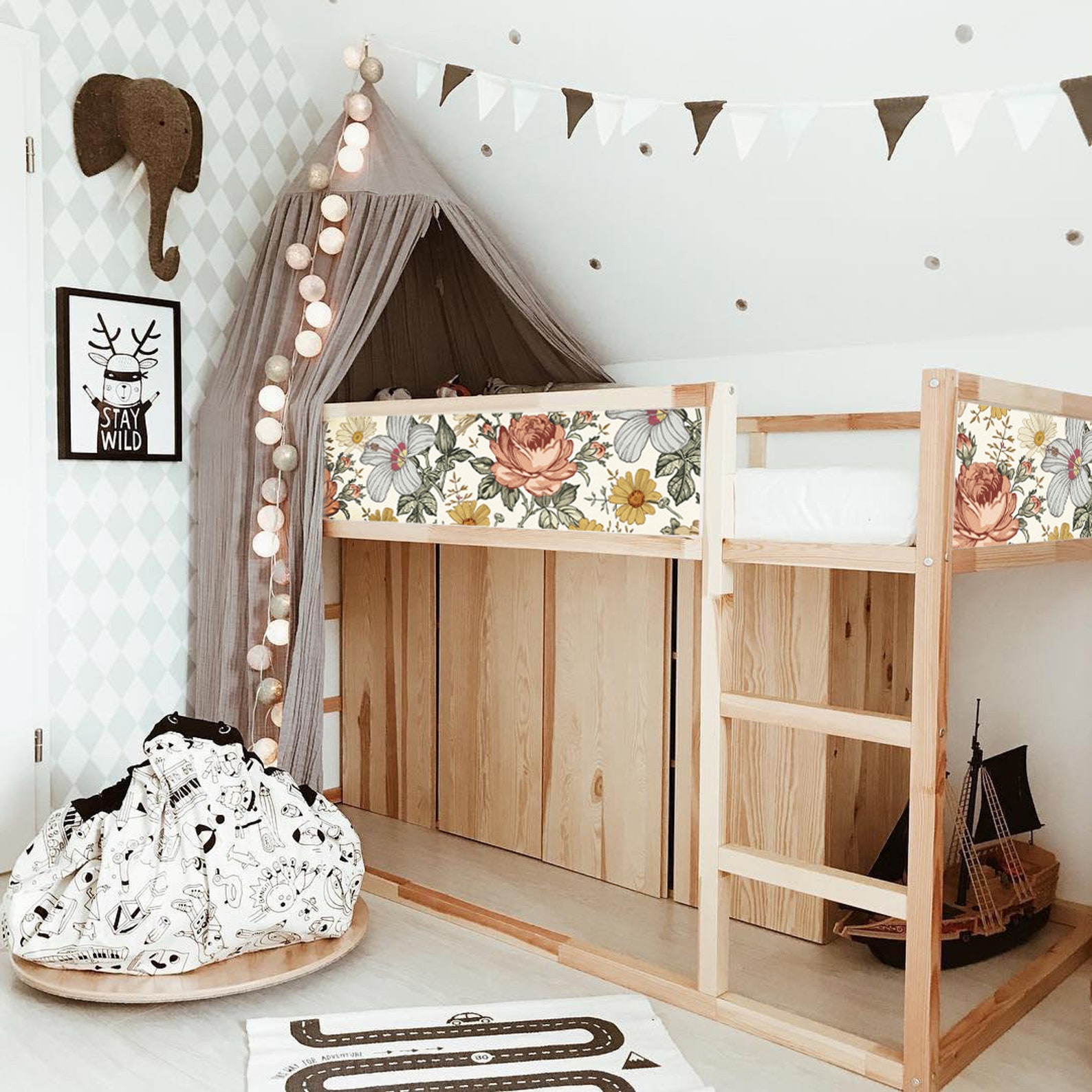 KURA BED Decal Boho Decals for Kura Bed Ikea Kura Bed Decal Etsy UK