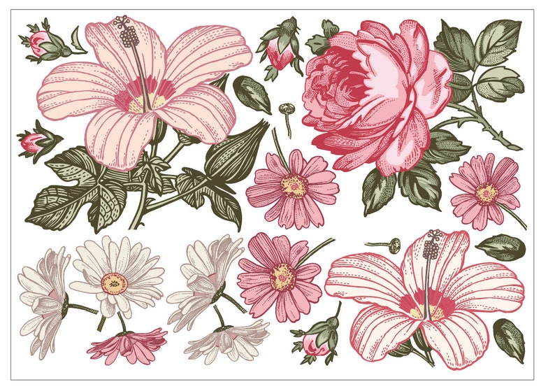 Floral Wall Decals Nursery Pink Flower Wall Decal for Girl Etsy