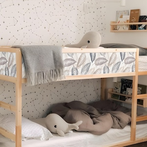 Boho Leaves Kura Bed Decals: Neutral Kids Room Decor