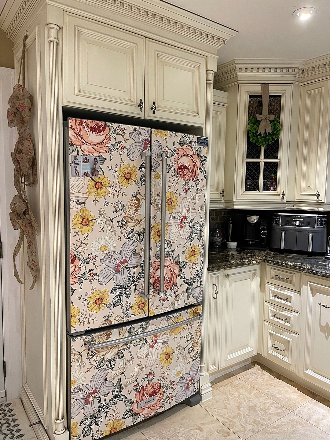 Vnurnrn Dishwasher Magnet Cover - Vintage Koi Fish Print, 23x26 Inch, Trimmable PVC Magnetic Sheet For Kitchen