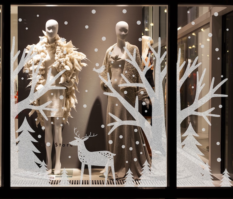 Selbstklebende Shop Fenster Weihnachtsdekoration Schaufenster Etsy