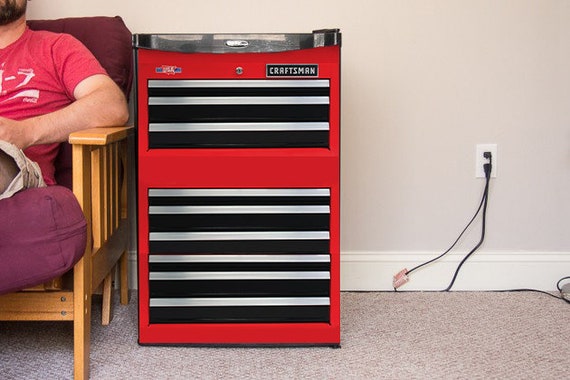 Werkzeugkasten MINI Kühlschrank Wrap Vinyl für Garage, Mini-Kühlschrank  Aufkleber, Dekor für Man Cave Red Craftsman Mini-Kühlschrank-Abdeckung Skin  Garage-Kühlschrank - .de