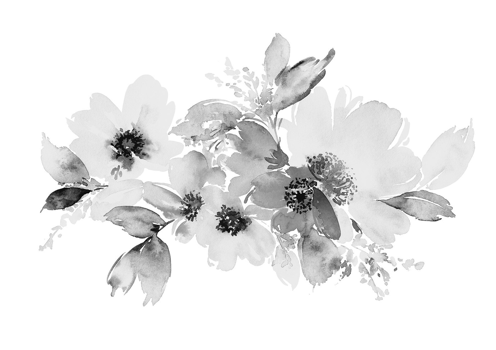 Black Floral Wall Decals Black & White Peonies Wall Decals Etsy