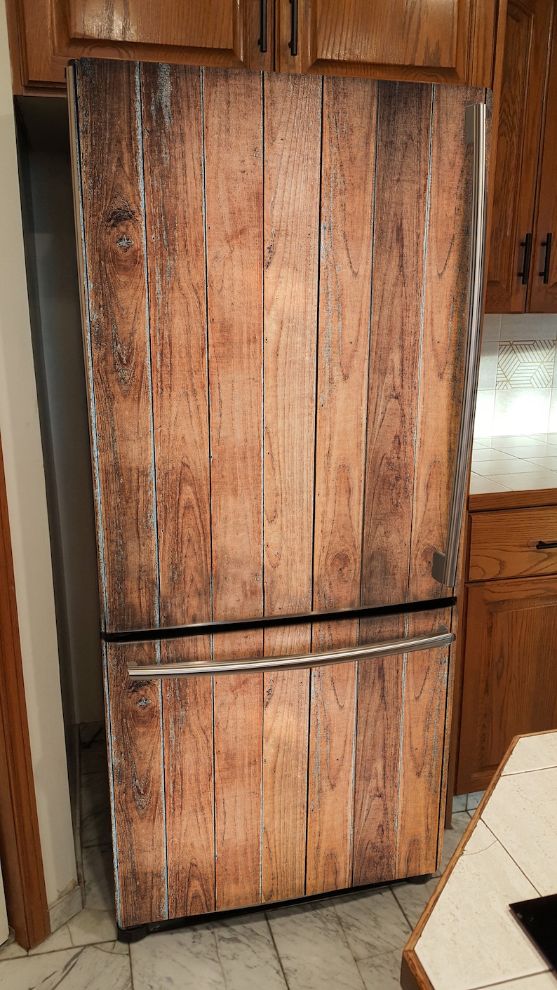 Rustic Fridge Farmhouse Fridge Wrap Wood Refrigerator Wrap Vinyl Side by Side Old ...