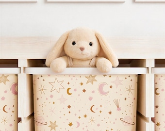 IKEA Trofast Storage Box Stickers, Beige Stars Decals for Kids Toy Storage & Organization, Neutral Trofast Bin Vinyl Wrap