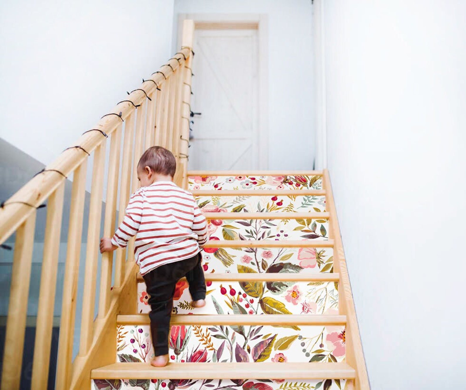 photo floral removable stair riser decals