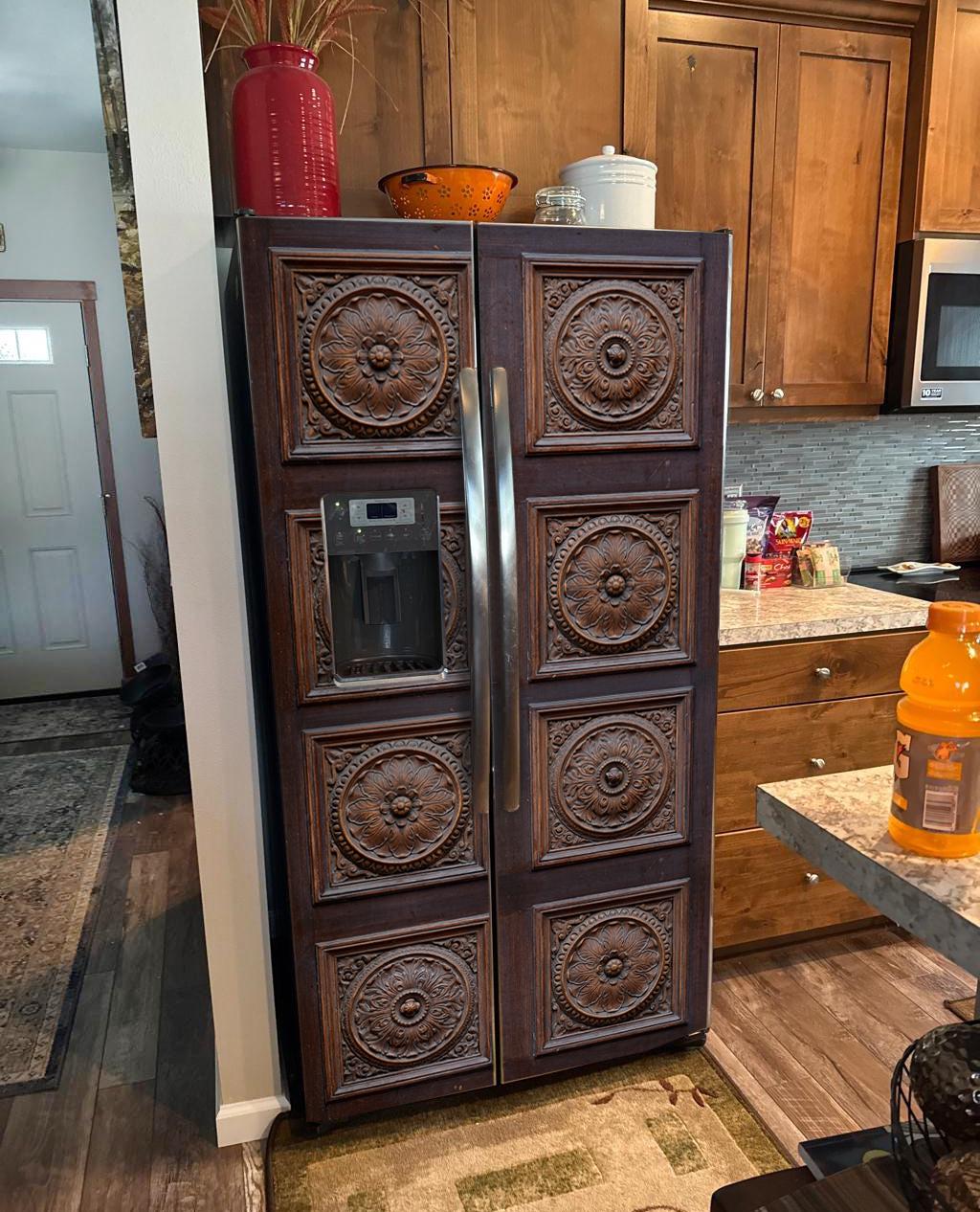 Rustic Fridge Farmhouse Fridge Wrap Pie Safe, Refrigerator Wrap Vinyl Side by Side ...