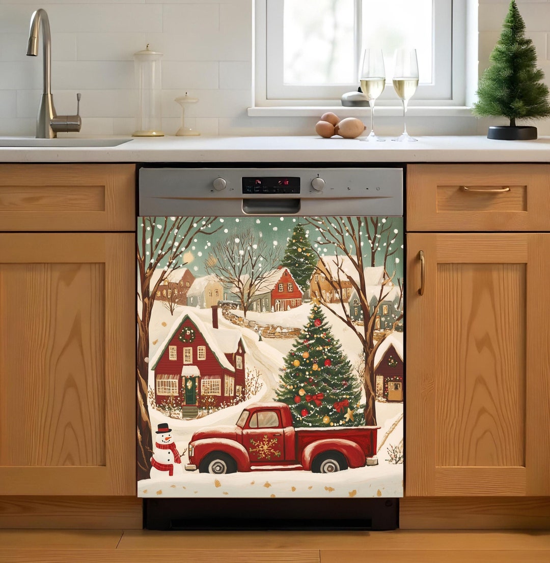 Christmas Dishwasher Magnet Cover, Kitchen Dishwasher Cover Magnetic ...