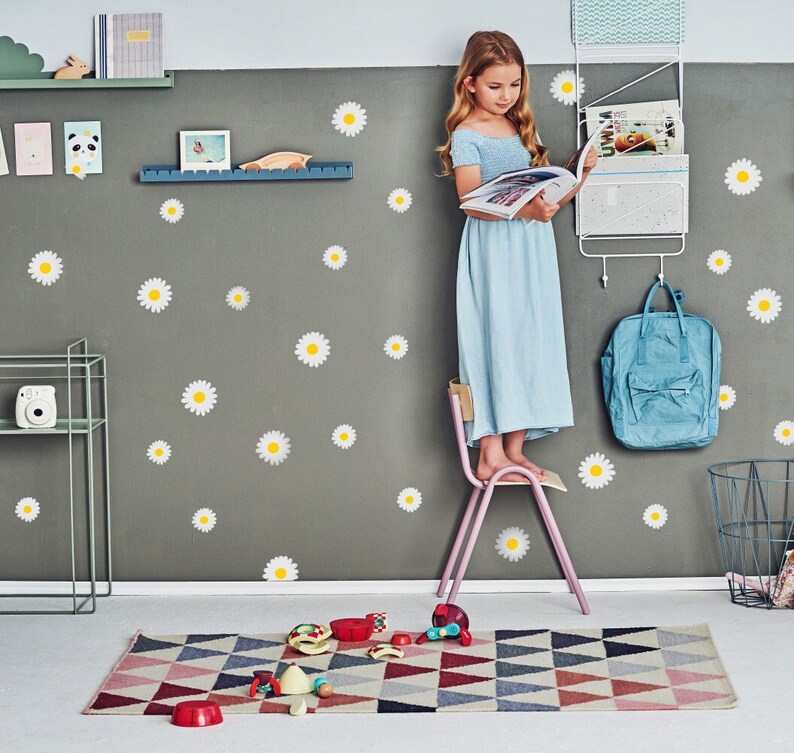Floral Wall Decals Daisy Wall Decal Daisy Decals for Girls Etsy