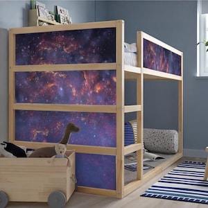 Space KURA BED Stickers, Ikea Kura Bed Decals for Boys, Galaxy Kids Bunk Bed Decor