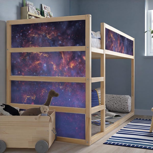 Space KURA BED Stickers, Ikea Kura Bed Decals for Boys, Galaxy Kids Bunk Bed Decor