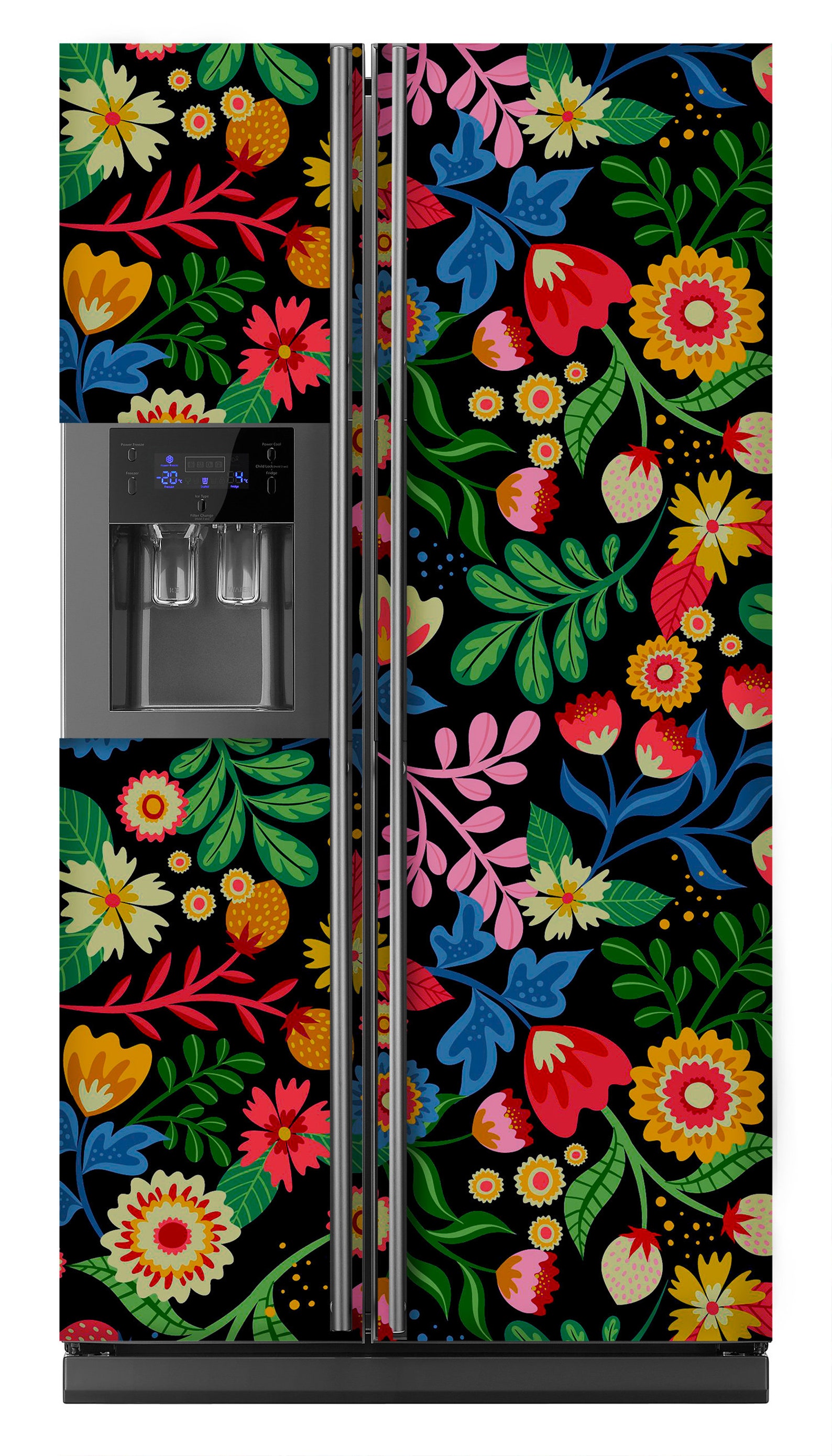 Refrigerator Wrap Side by Side Fridge Wrap Vinyl Floral Etsy