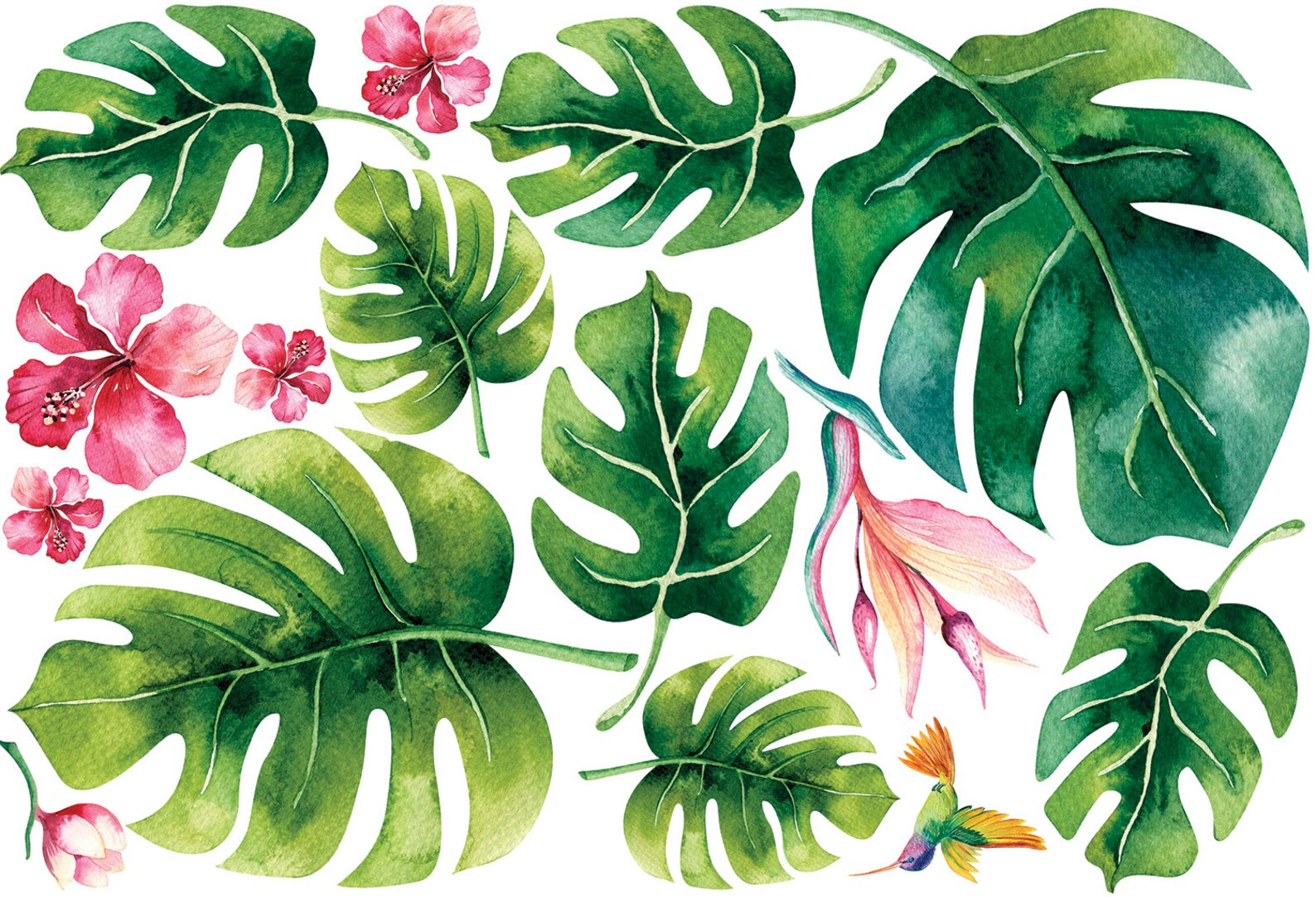 Tropical Leaf Wall Decal Jungle Theme Nursery Wall Decor Etsy