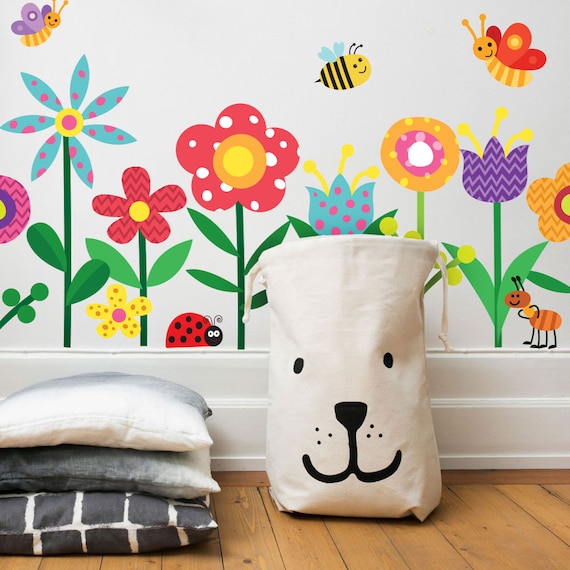 Calcomanías de pared de flores para niños Dormitorio de niñas, Pegatinas de  pared de flores para